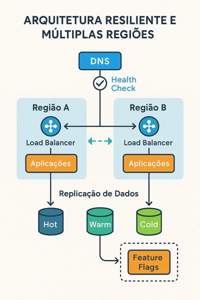 Arquitetura de referência com multi-região, DNS com health check e replicação de dados
