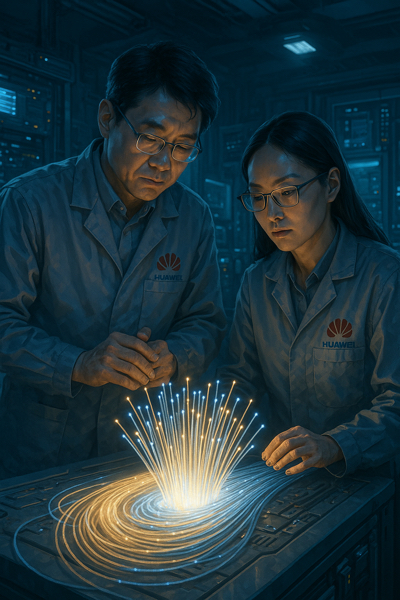 Capa do artigo mostrando conexão 10G da Huawei na China
