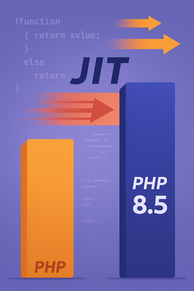 Gráfico ilustrando o aumento de performance com o novo JIT do PHP 8.5