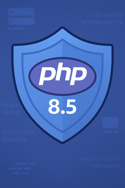 Escudo digital simbolizando as novas proteções e funções seguras do PHP 8.5