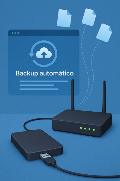 Backup automático via roteador USB com HD externo